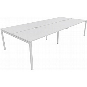 Linux II 4 Person Rectangular Back to Back Bench Desks - Office Desks