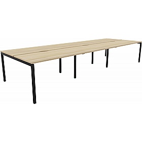 Linux II 6 Person Rectangular Back to Back Bench Desks - Office Desks