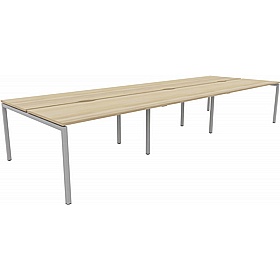 Linux II 6 Person Rectangular Back to Back Bench Desks - Office Desks