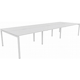 Linux II 6 Person Rectangular Back to Back Bench Desks - Office Desks