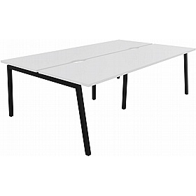 Linux II 4 Person A-Frame Rectangular Back to Back Bench Desks - Office Desks