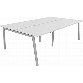 Linux II 4 Person A-Frame Rectangular Back to Back Bench Desks - Office Desks