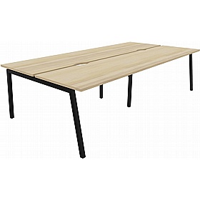 Linux II 4 Person A-Frame Rectangular Back to Back Bench Desks - Office Desks