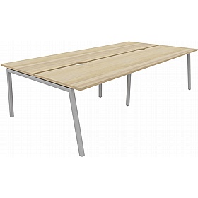 Linux II 4 Person A-Frame Rectangular Back to Back Bench Desks - Office Desks