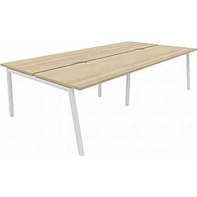 Linux II 4 Person A-Frame Rectangular Back to Back Bench Desks - Office Desks