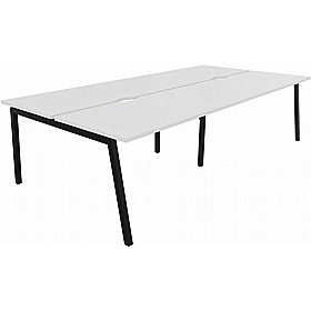 Linux II 4 Person A-Frame Rectangular Back to Back Bench Desks - Office Desks
