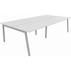 Linux II 4 Person A-Frame Rectangular Back to Back Bench Desks - Office Desks