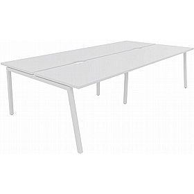 Linux II 4 Person A-Frame Rectangular Back to Back Bench Desks - Office Desks