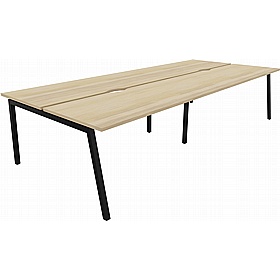 Linux II 4 Person A-Frame Rectangular Back to Back Bench Desks - Office Desks
