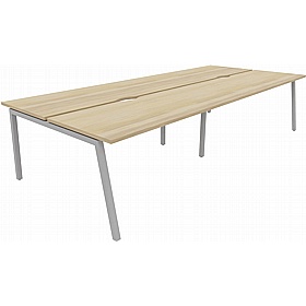 Linux II 4 Person A-Frame Rectangular Back to Back Bench Desks - Office Desks