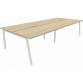 Linux II 4 Person A-Frame Rectangular Back to Back Bench Desks - Office Desks