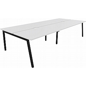Linux II 4 Person A-Frame Rectangular Back to Back Bench Desks - Office Desks