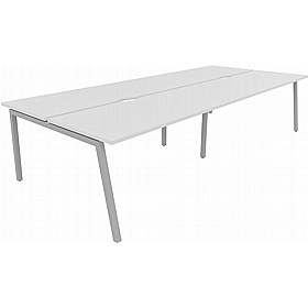 Linux II 4 Person A-Frame Rectangular Back to Back Bench Desks - Office Desks