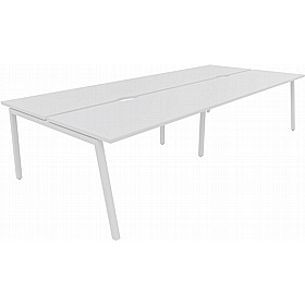 Linux II 4 Person A-Frame Rectangular Back to Back Bench Desks - Office Desks