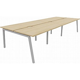 Linux II 6 Person A-Frame Rectangular Back to Back Bench Desks - Office Desks