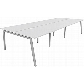 Linux II 6 Person A-Frame Rectangular Back to Back Bench Desks - Office Desks