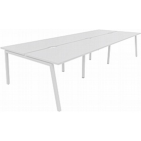 Linux II 6 Person A-Frame Rectangular Back to Back Bench Desks - Office Desks