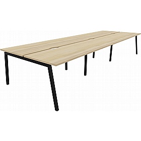 Linux II 6 Person A-Frame Rectangular Back to Back Bench Desks - Office Desks