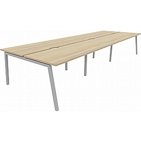 Linux II 6 Person A-Frame Rectangular Back to Back Bench Desks - Office Desks