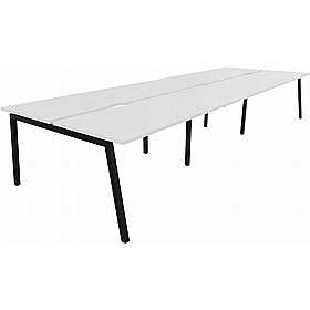 Linux II 6 Person A-Frame Rectangular Back to Back Bench Desks - Office Desks