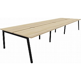 Linux II 6 Person A-Frame Rectangular Back to Back Bench Desks - Office Desks