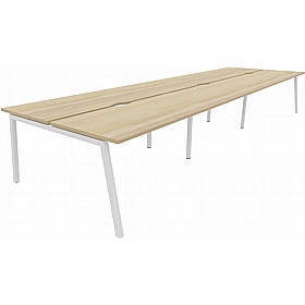 Linux II 6 Person A-Frame Rectangular Back to Back Bench Desks - Office Desks