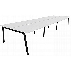 Linux II 6 Person A-Frame Rectangular Back to Back Bench Desks - Office Desks