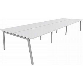 Linux II 6 Person A-Frame Rectangular Back to Back Bench Desks - Office Desks