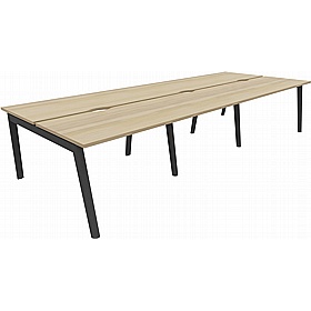 Linux II Scandi 6 Person A-Frame Rectangular Back to Back Bench Desks - Office Desks
