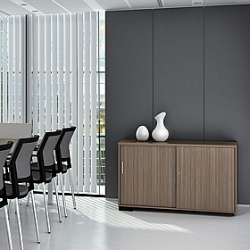 Elite Desk High Sliding Door Credenza Storage Unit - Office Storage