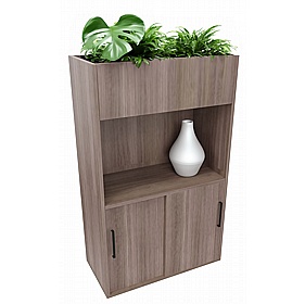 Elite Desk High Sliding Door Cupboard with Planter - Office Storage
