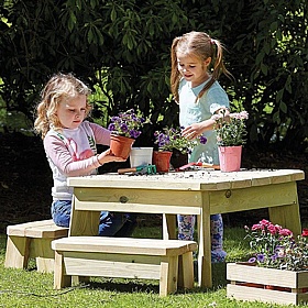 Adventure Tots Nursery Outdoor Pre-School Square Table and Bench Set