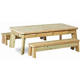 Adventure Tots Nursery Outdoor Toddler Rectangular Table and Bench Set - School Furniture