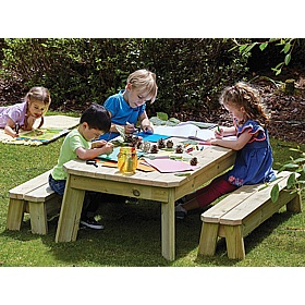 Adventure Tots Nursery Outdoor Pre-School Rectangular Table and Bench Set