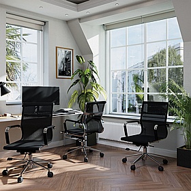 Aura Contemporary Medium Back Mesh Executive Office Chair - Office Chairs