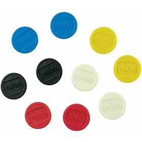 Nobo 20mm Magnetic Whiteboard Assorted Coloured Magnets - Pack of 10