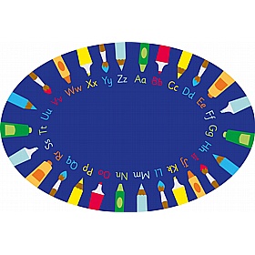 Rainbow Oval Pencils Alphabet Carpet - School Furniture