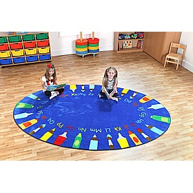 Rainbow Oval Pencils Alphabet Carpet - School Furniture