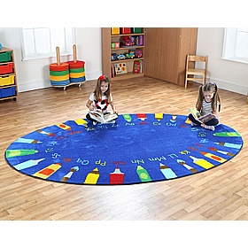 Rainbow Oval Pencils Alphabet Carpet - School Furniture