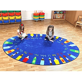 Rainbow Oval Pencils Alphabet Carpet - School Furniture
