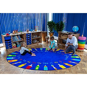 Rainbow Oval Pencils Alphabet Carpet - School Furniture