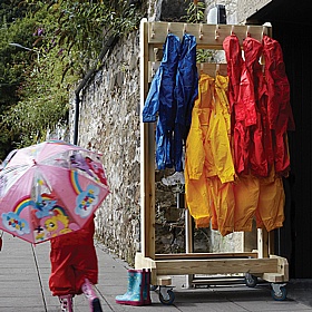Adventure Tots Nursery Outdoor Mobile Puddle Suit Storage Rack