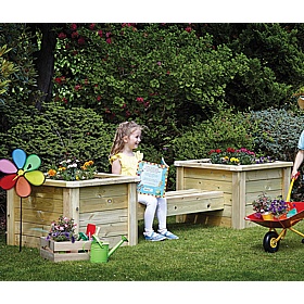 Little Green Fingers Outdoor Planter and Bench Combo - School Furniture