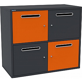 Silverline M:Line 4 Person Metal Postal Lockers - Office Storage