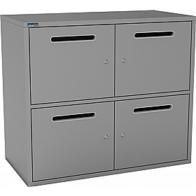 Silverline M:Line 4 Person Metal Postal Lockers - Office Storage