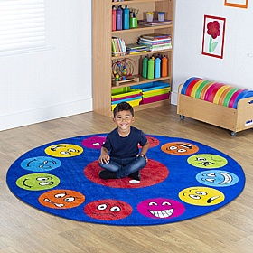 Emotions Faces Circular Carpet