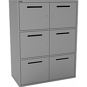 Silverline M:Line 6 Person Metal Postal Lockers - Office Storage