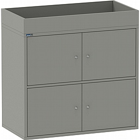 Silverline M:Line 4 Person Metal Personal Lockers with Planter - Office Storage