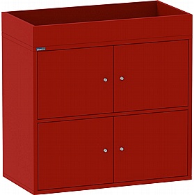 Silverline M:Line 4 Person Metal Personal Lockers with Planter - Office Storage