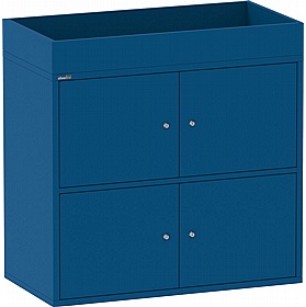 Silverline M:Line 4 Person Metal Personal Lockers with Planter - Office Storage